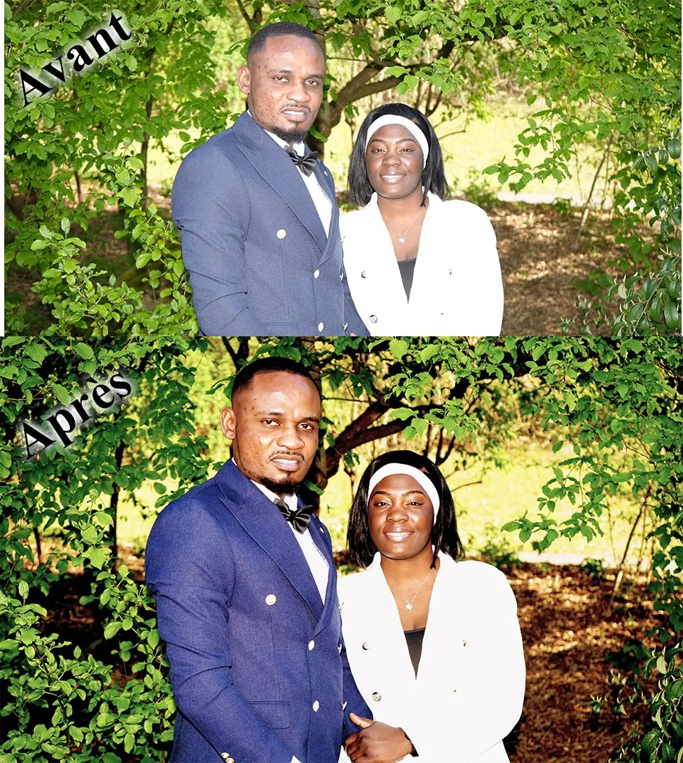 Retouche photo avant apres portrait couple essonne