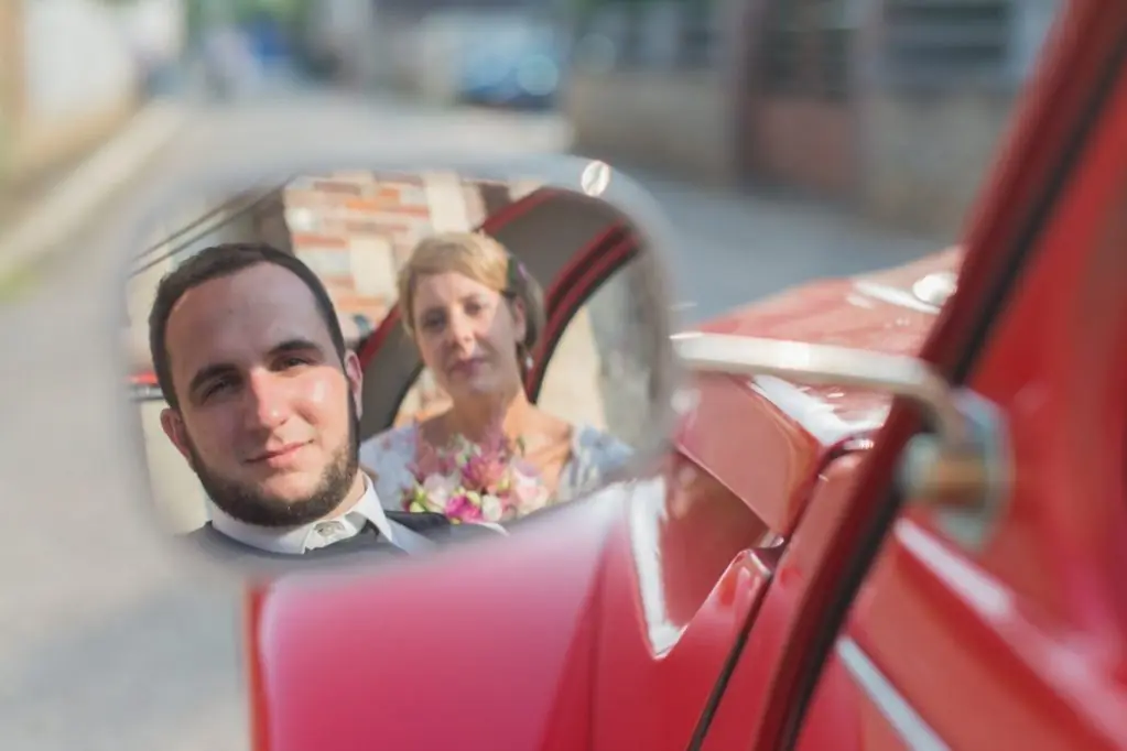 Videaste photographe mariage reflet retroviseur