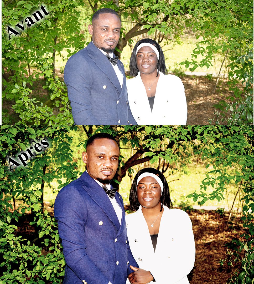 Retouche photo avant/après d'un portrait de couple – photographe Essonne
