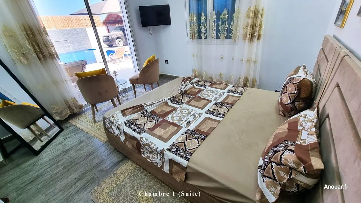 Location villa djerba midoun piscine chambre 1 suite climatisee
