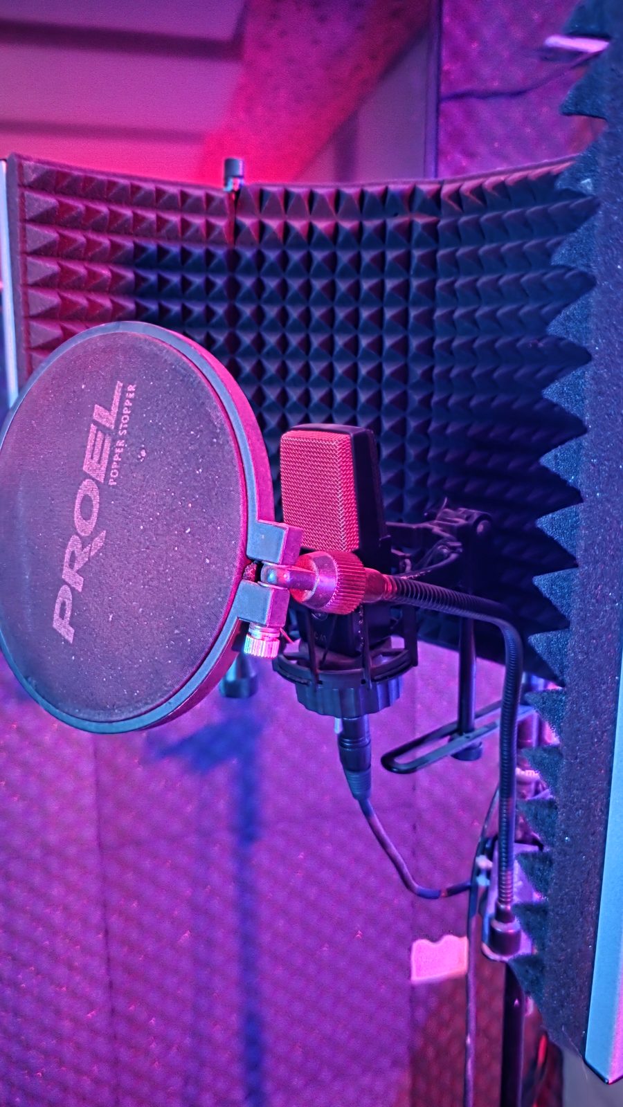Micro de studio avec filtre anti-pop et écran d’isolation – studio rap en Tunisie
